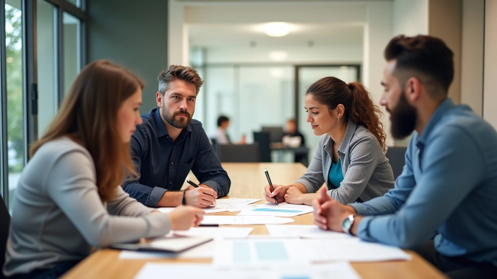 Team voert stap voor stap probleemoplossing uit in werkruimte